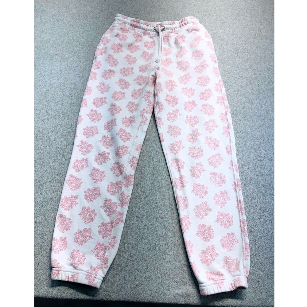 J.Crew Paisley Joggers Womens XS White Pink French Terry Lounge Sweatpants Cozy